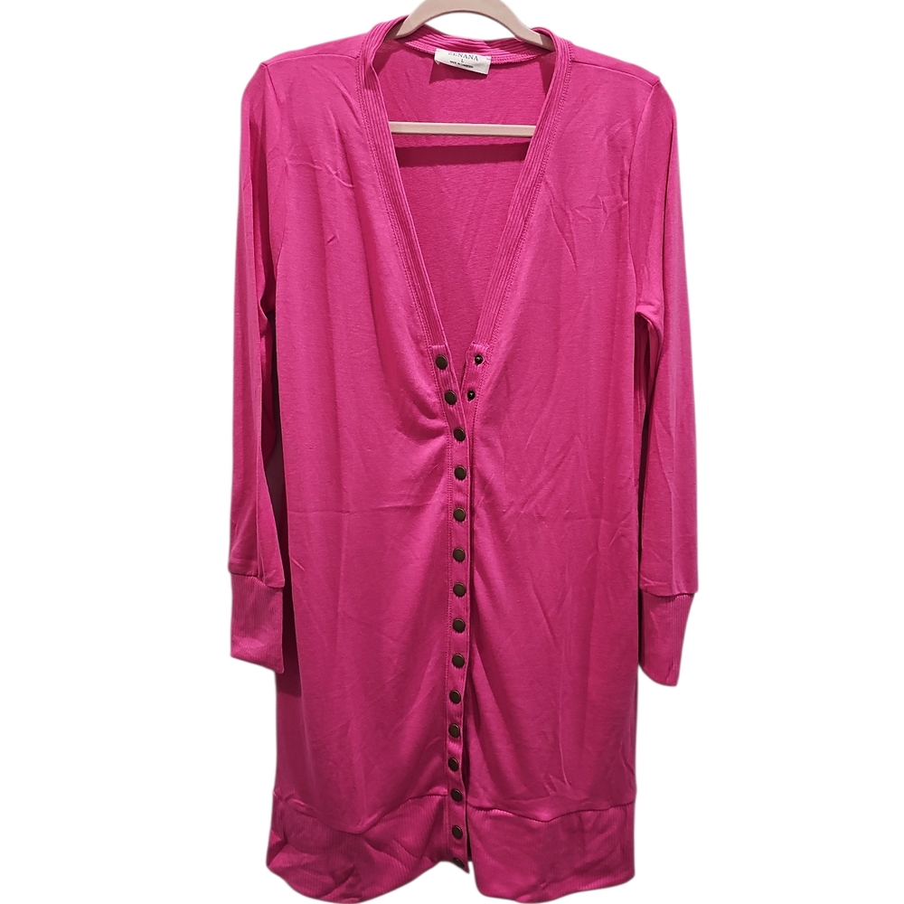 New Zenana Pink Womens Long Jersey Cardigan Size S M L